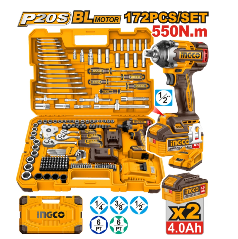 172 Pcs Cordless impact wrench tools set HKTHP41723